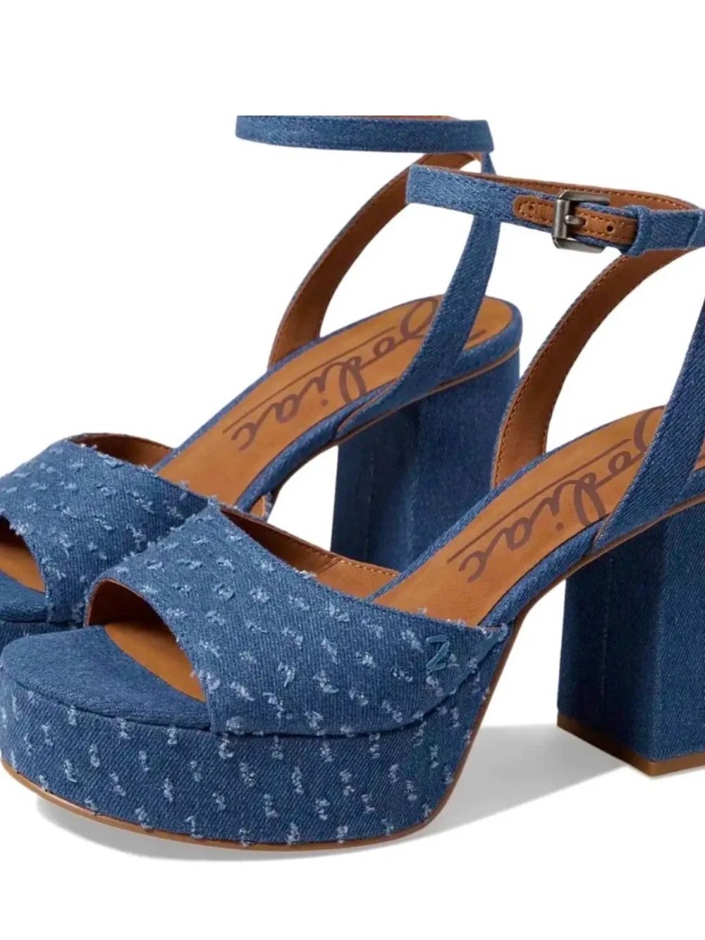 Zodiac Blue Denim Platform Sandals with Ankle Strap